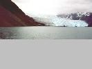 A tidewater glacier melts into the fiord.